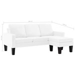 vidaXL Canapé à 3 places avec repose-pied Blanc Similicuir