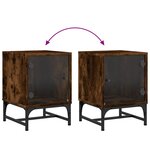 vidaXL Table de chevet avec porte en verre chêne fumé 35x37x50 cm