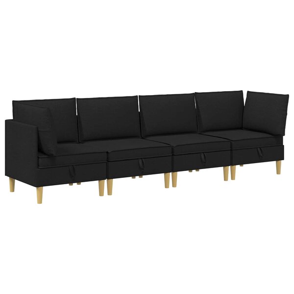 vidaXL Canapé modulaire avec rangement 4 pc Noir Tissu