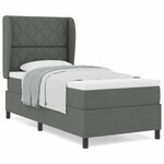 vidaXL Lit à ressorts avec matelas Gris foncé 90 x 190 cm tissu