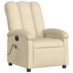 vidaXL Fauteuil inclinable de massage électrique crème tissu