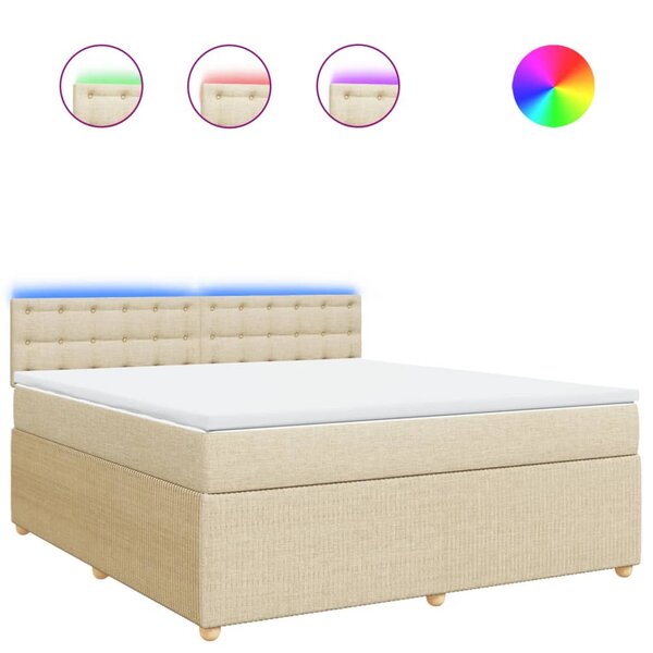 vidaXL Sommier à lattes de lit avec matelas Crème 180x200 cm Tissu