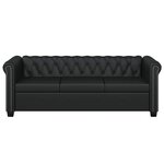 vidaXL Canapé Chesterfield à 3 places cuir synthétique noir