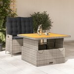 vidaXL Ensemble à manger de jardin et coussins 2 Pièces gris rotin