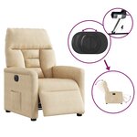 vidaXL Fauteuil inclinable électrique crème tissu microfibre