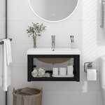 vidaXL Cadre de lavabo de salle de bain vasque à encastrer Noir Fer