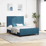 vidaXL Cadre de lit avec tête de lit Bleu foncé 160 x 200 cm Velours