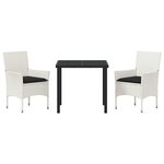 vidaXL Ensemble de salle à manger pour jardin 3 Pièces Blanc Poly rotin