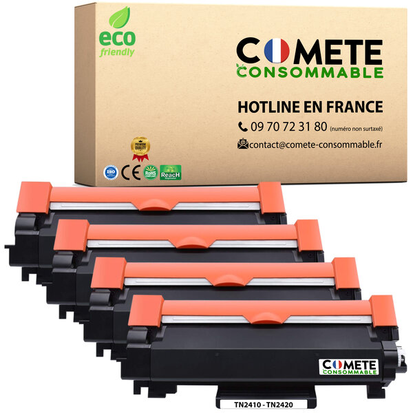 TN2420 - 4 Toners compatibles Brother TN2420 Noir - COMETE