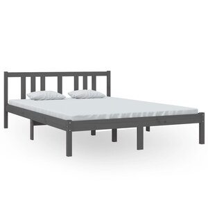 vidaXL Cadre de lit sans matelas gris bois massif 140x200 cm