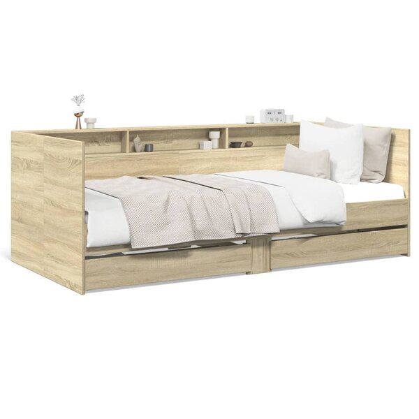 vidaXL Lit de jour avec tiroirs sans matelas chêne sonoma 90x200 cm