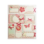 8 étiquettes autocollantes cadeaux - Papillons et fleurs - Paillettes et rubans