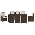 vidaXL Ensemble de Salle à Manger de Jardin 9 Pièces Marron Poly Rattan