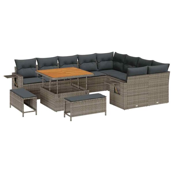 vidaXL Ensemble de canapé de jardin 12 Pièces Gris 100 x 100 x 71 cm