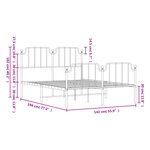 vidaXL Cadre de lit métal avec tête de lit/pied de lit blanc 135x190cm