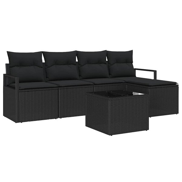vidaXL Ensemble de canapé de jardin avec coussin 6 Pièces Noir