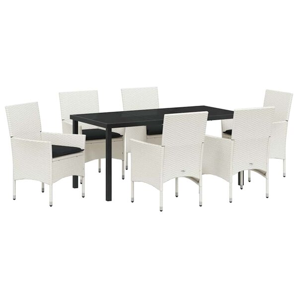 vidaXL Ensemble de salle à manger pour jardin 7 Pièces Blanc Poly rotin