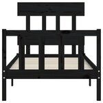 vidaXL Cadre de lit sans matelas noir bois de pin massif