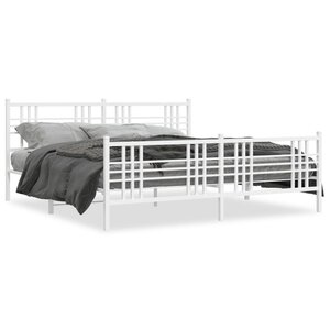 vidaXL Cadre de lit métal sans matelas et pied de lit blanc 180x200 cm