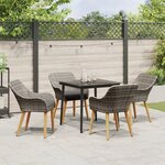 vidaXL Ensemble de salle à manger de jardin 5 pièces en Gris Poly Rattan