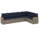 vidaXL Salon de jardin 7 Pièces avec coussins gris résine tressée