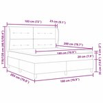 vidaXL Lit ressort avec matelas bleu foncé 180x200 cm en velours