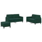 vidaXL Ensemble de canapés 3 Pièces vert foncé velours