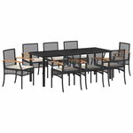 vidaXL Ensemble de salle à manger pour jardin 9 Pièces Noir Rotin