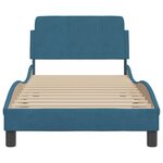 vidaXL Cadre de lit et tête de lit sans matelas bleu 90x200 cm velours