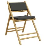 vidaXL Ensemble de bistro pliante 3 Pièces et coussins gris foncé bambou