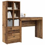 vidaXL Bureau avec tiroir avec étagère avec stockage 2 Pièces Bois ancien