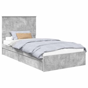 vidaXL Lit de Rangement Gris béton 100 x 200 cm Bois d'ingénierie