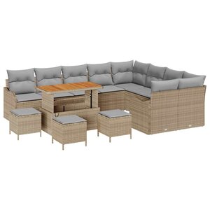 vidaXL Ensemble de canapé de jardin 13 Pièces Beige polyrotin