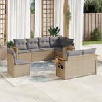 vidaXL Salon de jardin avec coussins 8 Pièces beige résine tressée