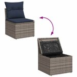 vidaXL Salon de jardin avec coussins 6 Pièces gris résine tressée acacia