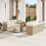 Set de 11 pièces canapé de jardin avec coussins Beige Poly Rotin Acacia