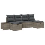 vidaXL Canapé de jardin 6 pièces avec coussins - Rattan poly gris