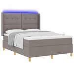 vidaXL Lit à ressorts avec bandes LED Taupe 140 x 200 cm tissu
