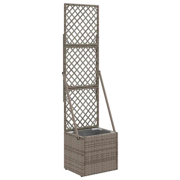 vidaXL Bac à fleurs avec Treillis Gris 35 x 30 x 135 cm polyrotin