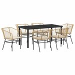 vidaXL Ensemble de salle à manger pour jardin 7 Pièces Marron polyrotin