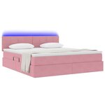 vidaXL Lit de rangement LED avec matelas Rose 180 x 200 cm Velours