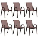 vidaXL Chaises empilables de jardin lot de 6 Marron Tissu textilène