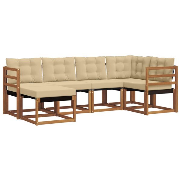 vidaXL Ensemble de canapés d'extérieur 6 pc Naturel et Beige
