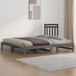vidaXL Lit coulissant Gris 2x(90x200) cm Bois de pin massif