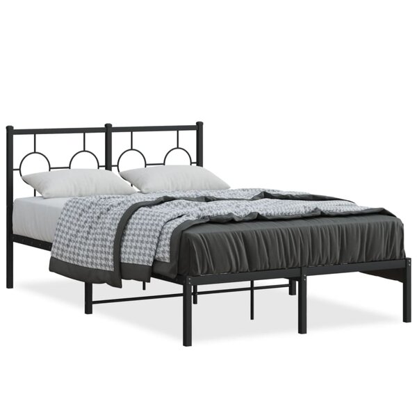vidaXL Cadre de lit métal sans matelas avec tête de lit noir 120x200cm