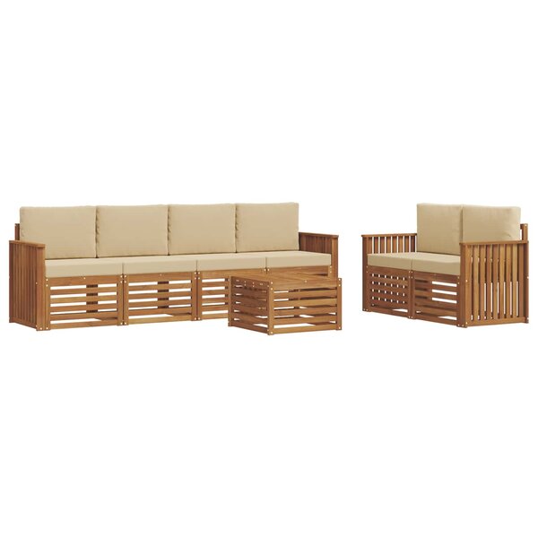 vidaXL Ensemble de canapés d'extérieur 7 Pièces Naturel et Beige