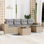 vidaXL Salon de jardin avec coussins 6 Pièces beige résine tressée
