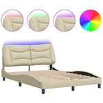 vidaXL Cadre de lit avec lumières LED crème 120x200 cm tissu
