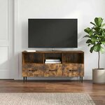 vidaXL Meuble TV Chêne fumé 102 x 34 5 x 50 cm Bois d'ingénierie