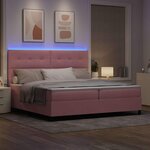 vidaXL Lit à ressort LED avec matelas Rose 200 x 200 cm tissu